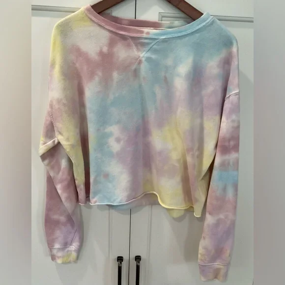 Colsie Pastel Tie Dye Cropped Sweatshirt Sz S - Picture 2 of 7